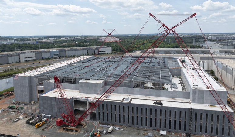 Aerial view of a data center.